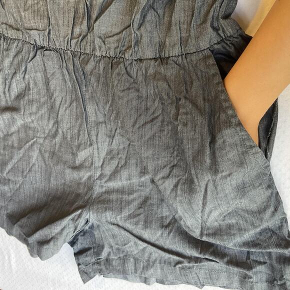 Banana Republic Women Shorts Rompers Size 12 Gray 3" Inseam Strapless Denim - Picture 11 of 13